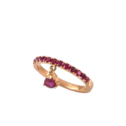 Floating Ruby Pear Ring