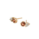 Round Orange Sapphire & Pear Diamond Earrings