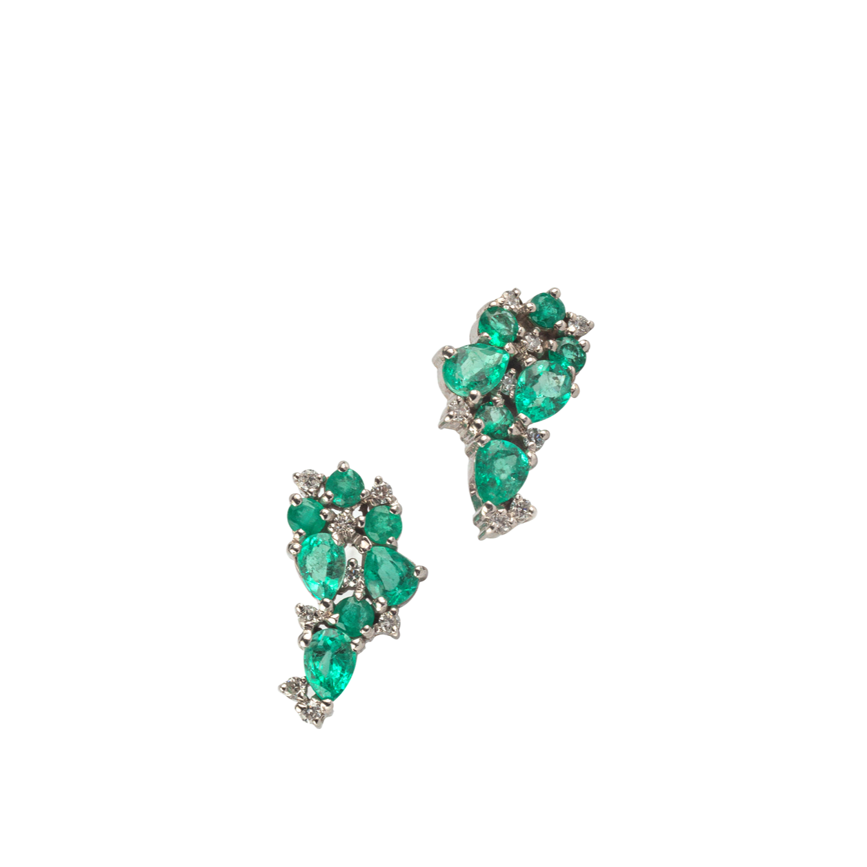 Cluster Emerald & Diamond Earrings