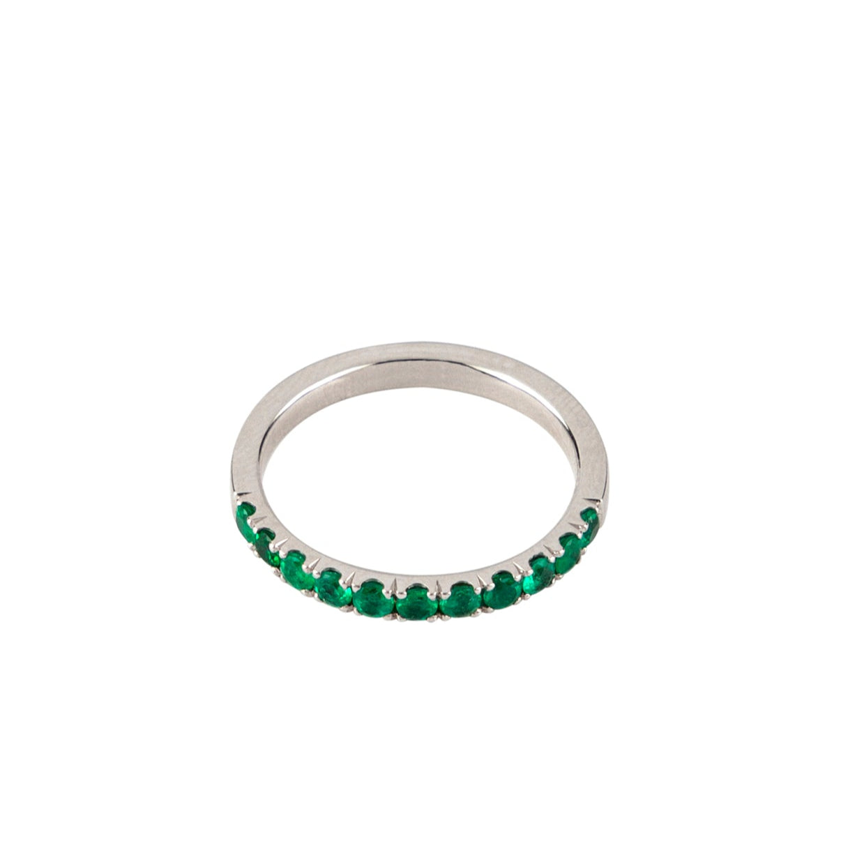 Emerald Band Ring In White Gold