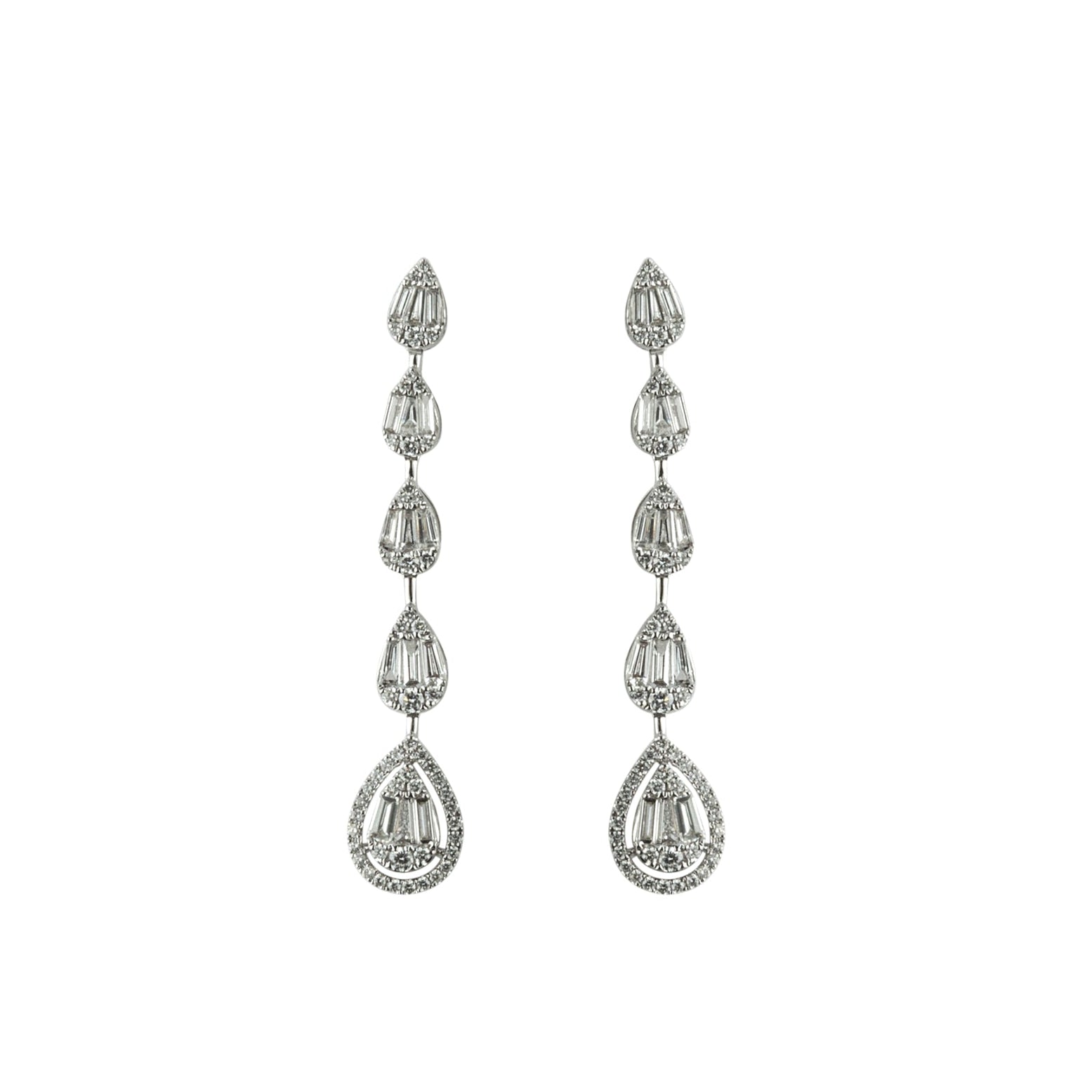 Long Diamond Pear Earrings