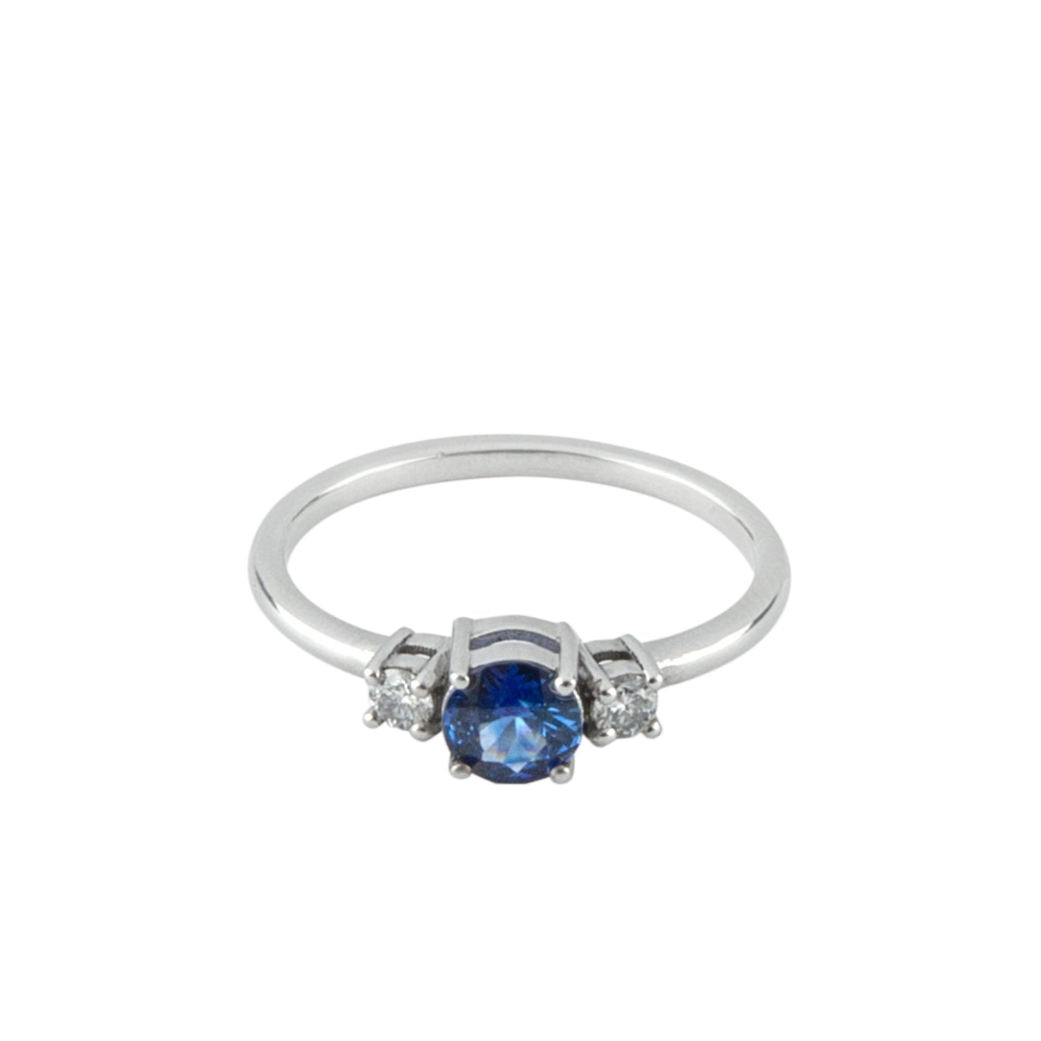 Round Sapphire & Diamond Ring
