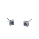 Sapphire Halo Squared Earrings