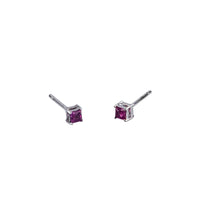 Mini Princess Cut Studs – Dark Pink Sapphires