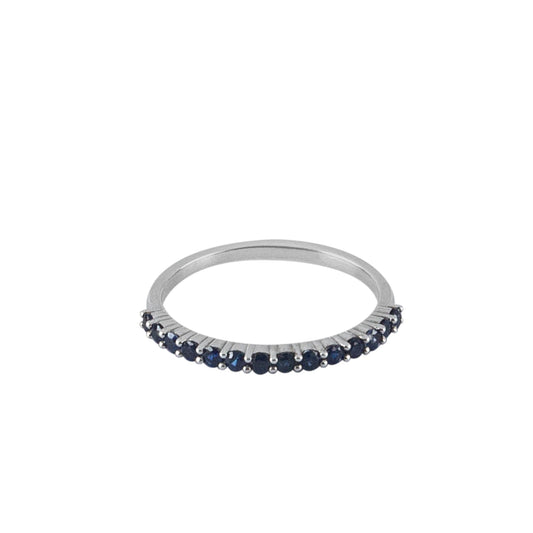 Blue Sapphire White Gold Band