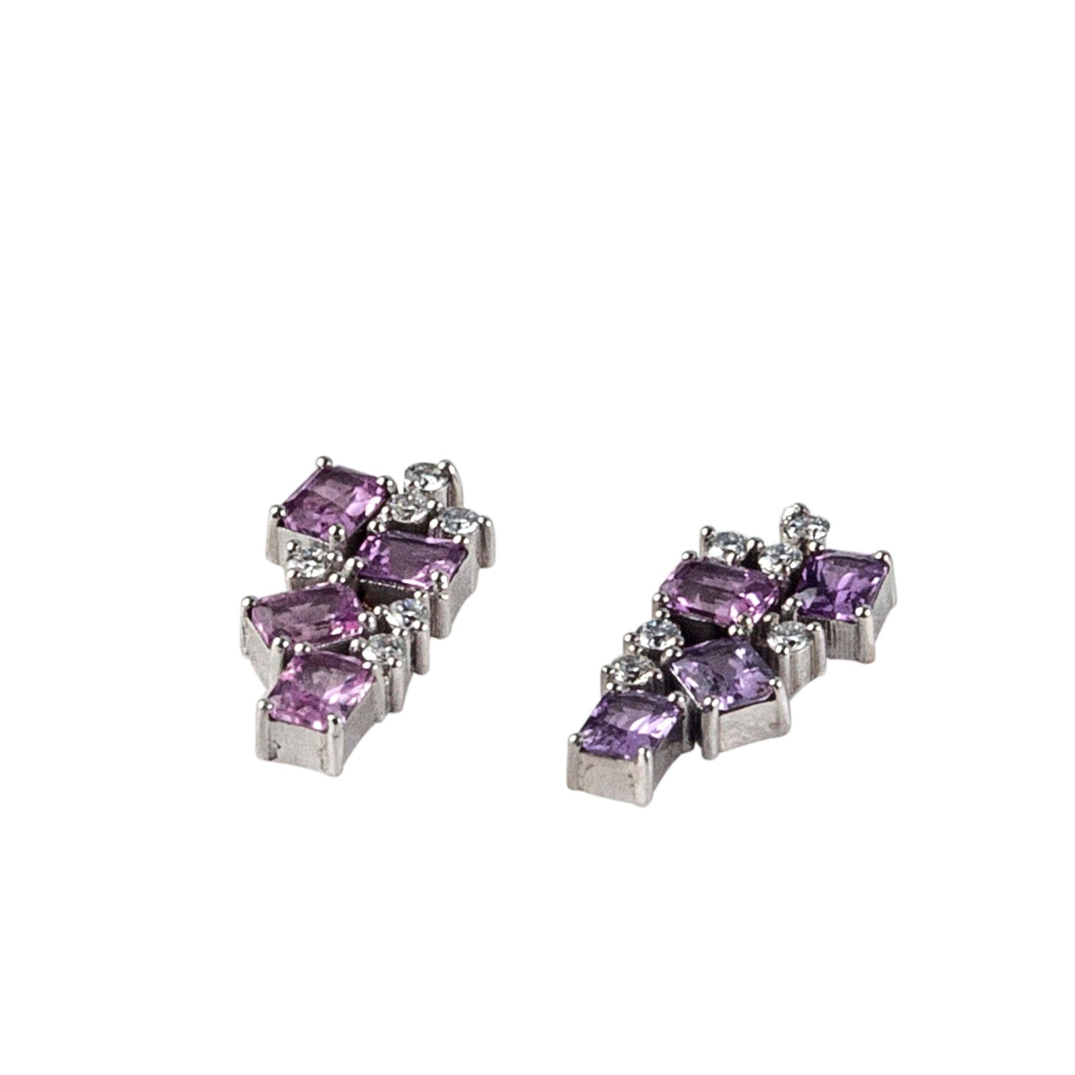 Cluster Pink Sapphires & Diamond Earrings