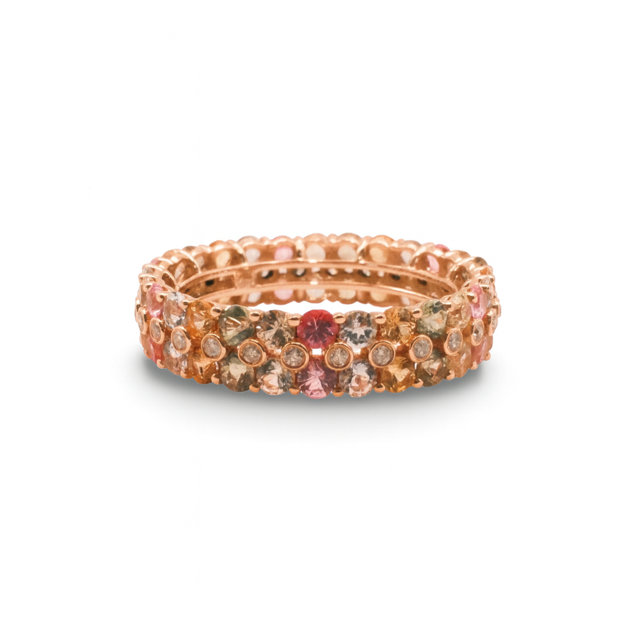 Rainbow Sapphire & Diamond Eternity Ring