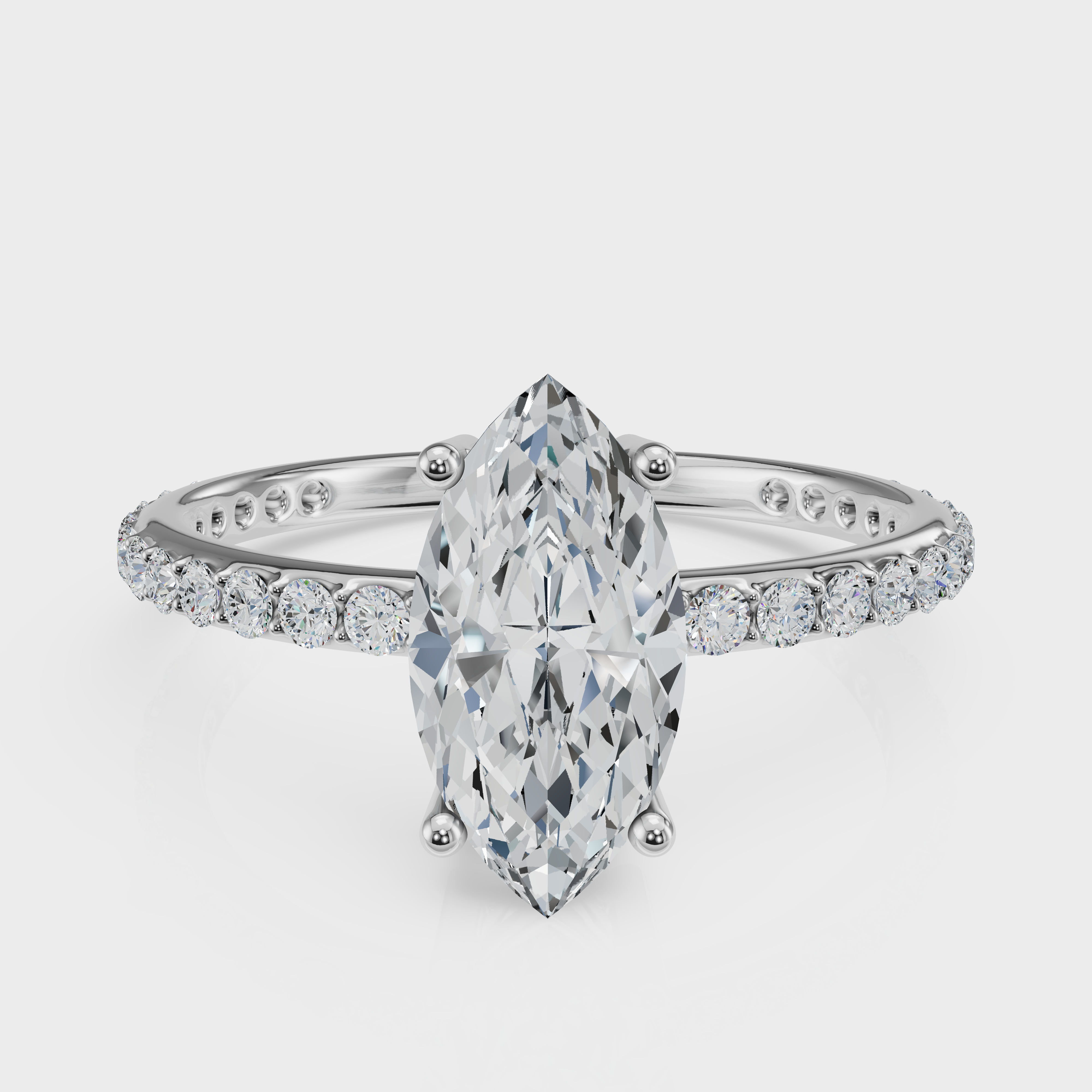 Marquise Cut with Pavé Band Ring – Diamonds