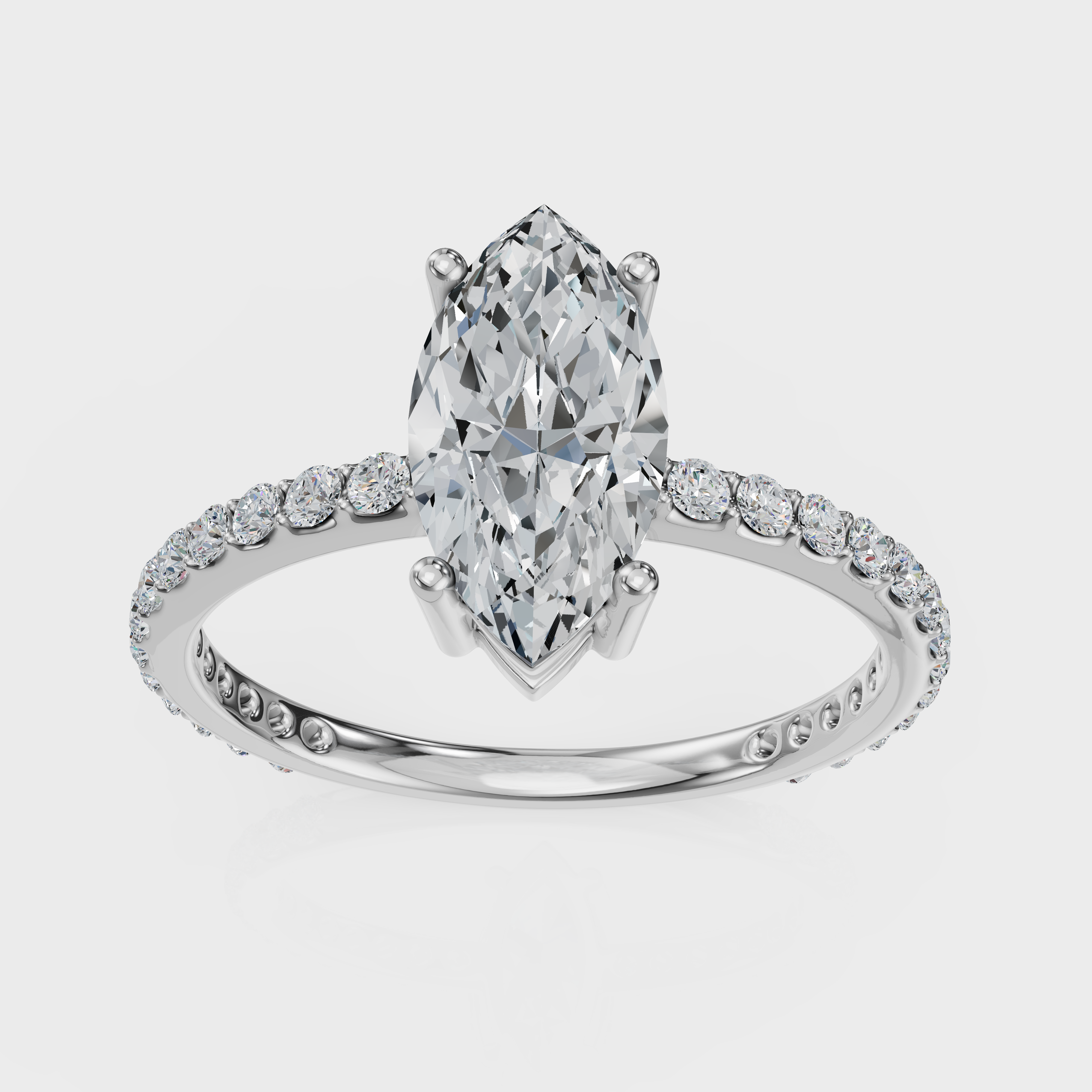 Marquise Cut with Pavé Band Ring – Diamonds