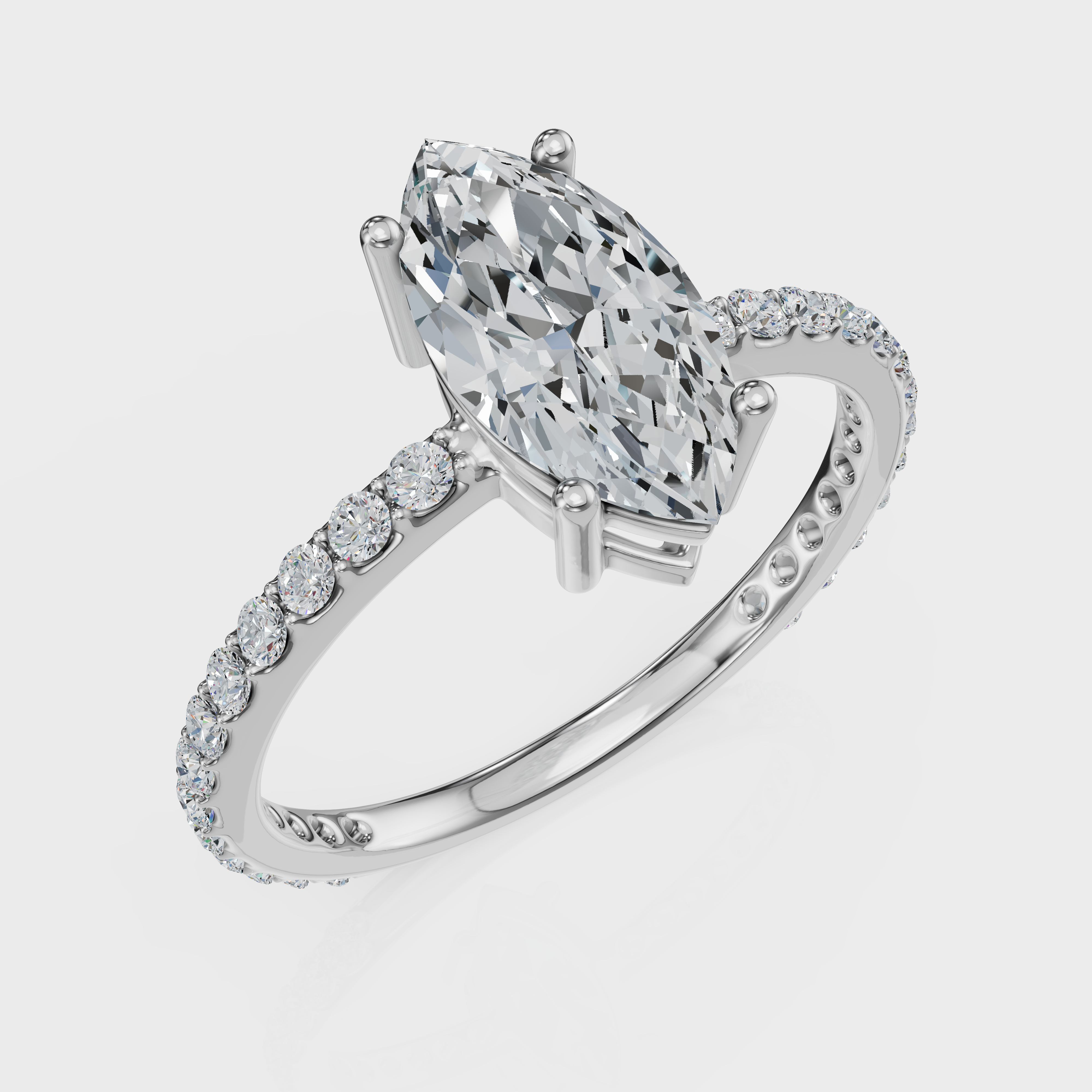 Marquise Cut with Pavé Band Ring – Diamonds