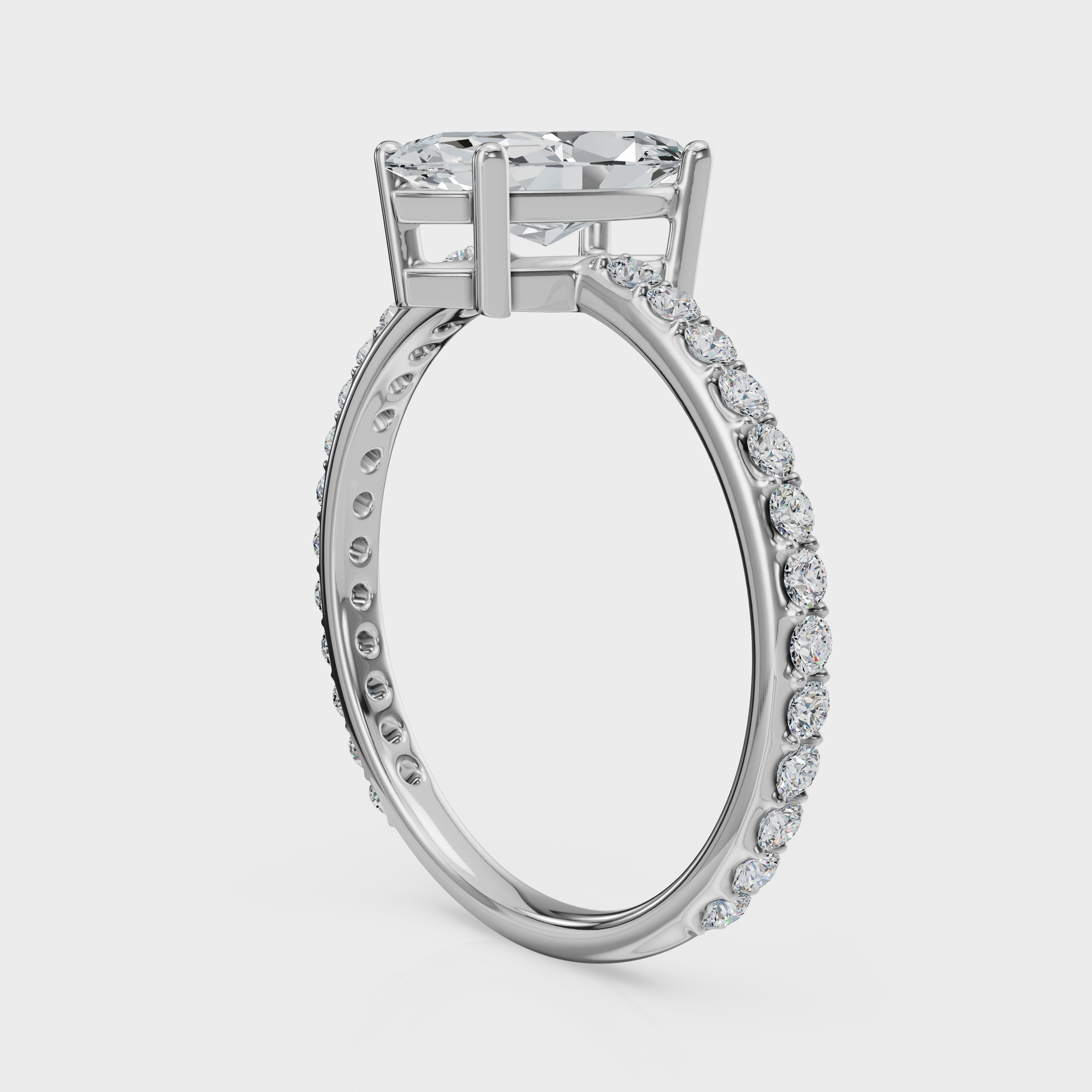 Marquise Cut with Pavé Band Ring – Diamonds