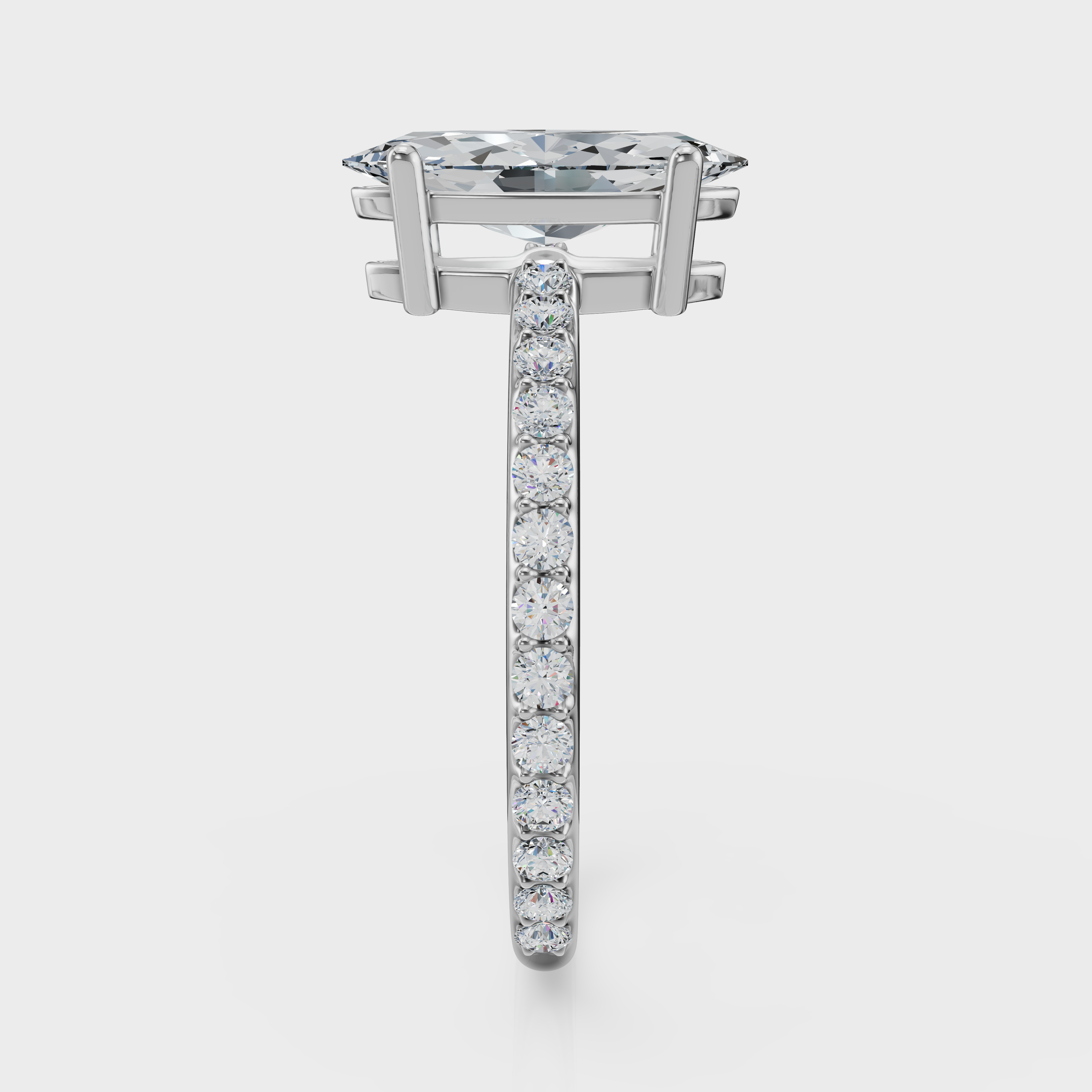 Marquise Cut with Pavé Band Ring – Diamonds
