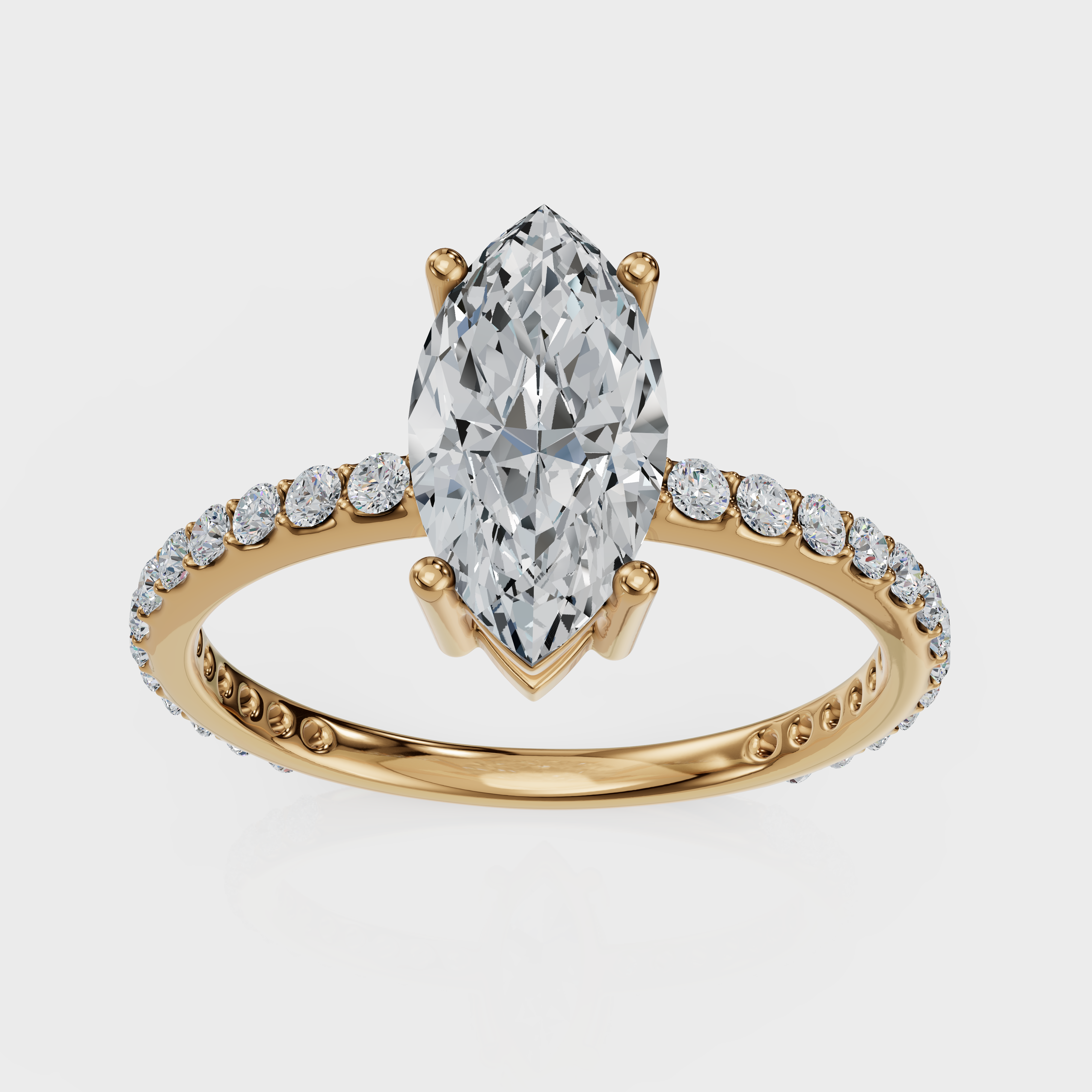 Marquise Cut with Pavé Band Ring – Diamonds