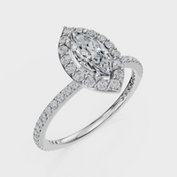 Marquise Cut Halo with Pavé Band Ring – Diamonds