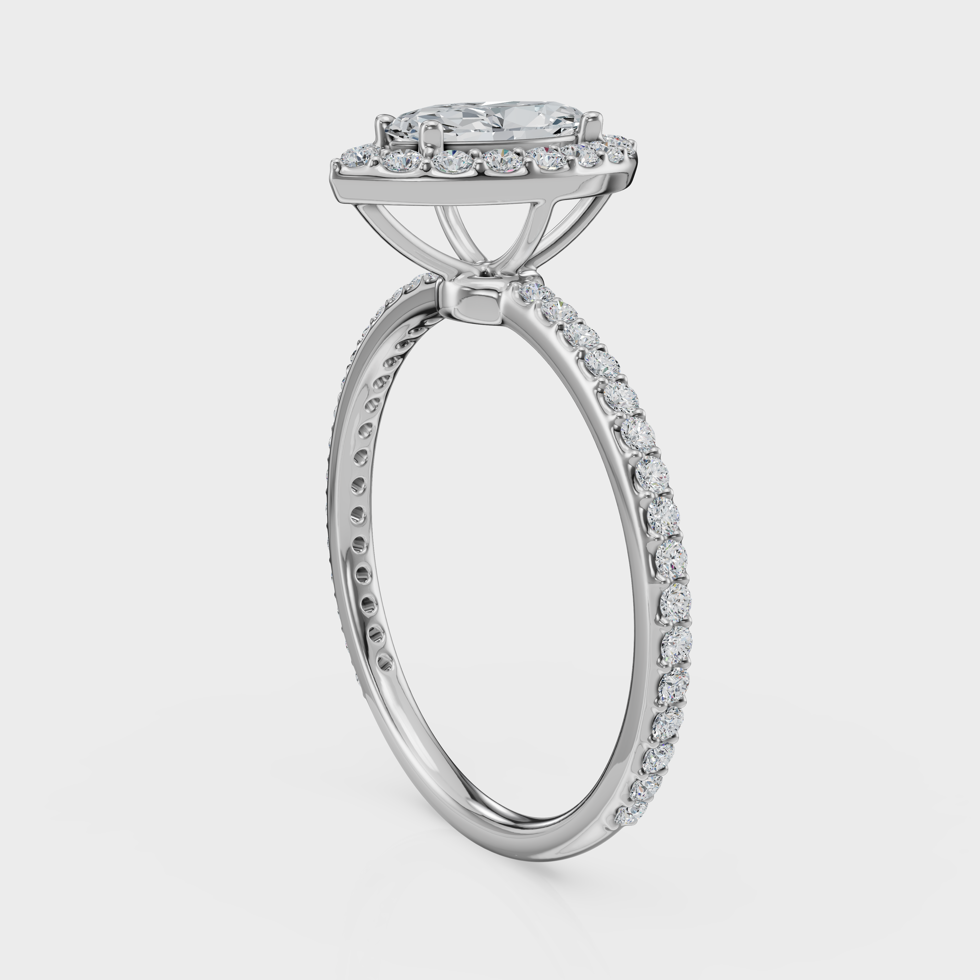 Marquise Cut Halo with Pavé Band Ring – Diamonds