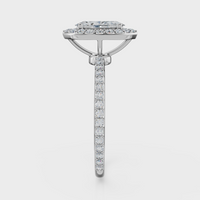 Marquise Cut Halo with Pavé Band Ring – Diamonds