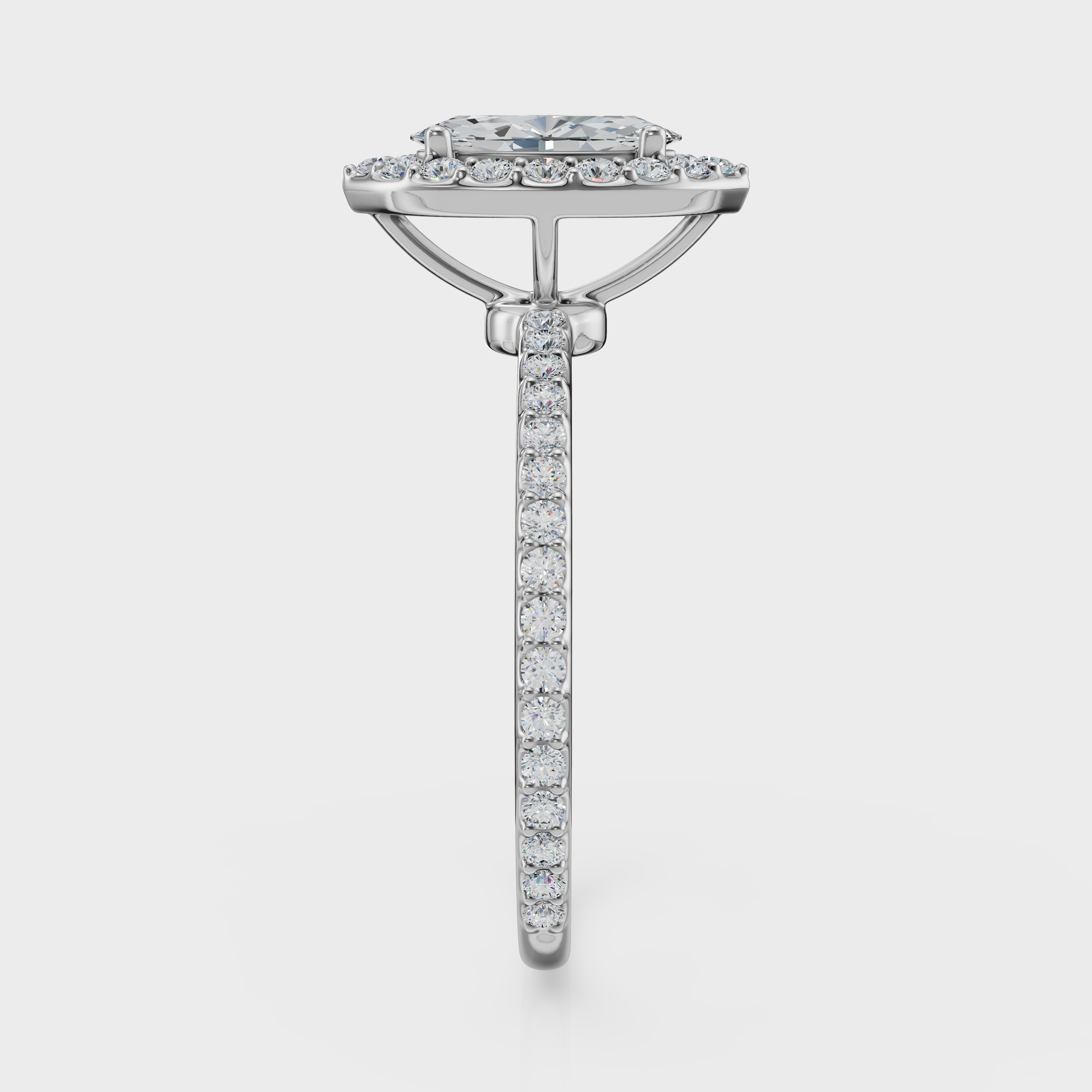 Marquise Cut Halo with Pavé Band Ring – Diamonds