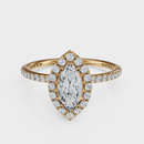 Marquise Cut Halo with Pavé Band Ring – Diamonds