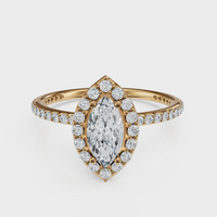 Marquise Cut Halo with Pavé Band Ring – Diamonds