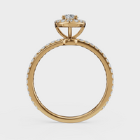 Marquise Cut Halo with Pavé Band Ring – Diamonds