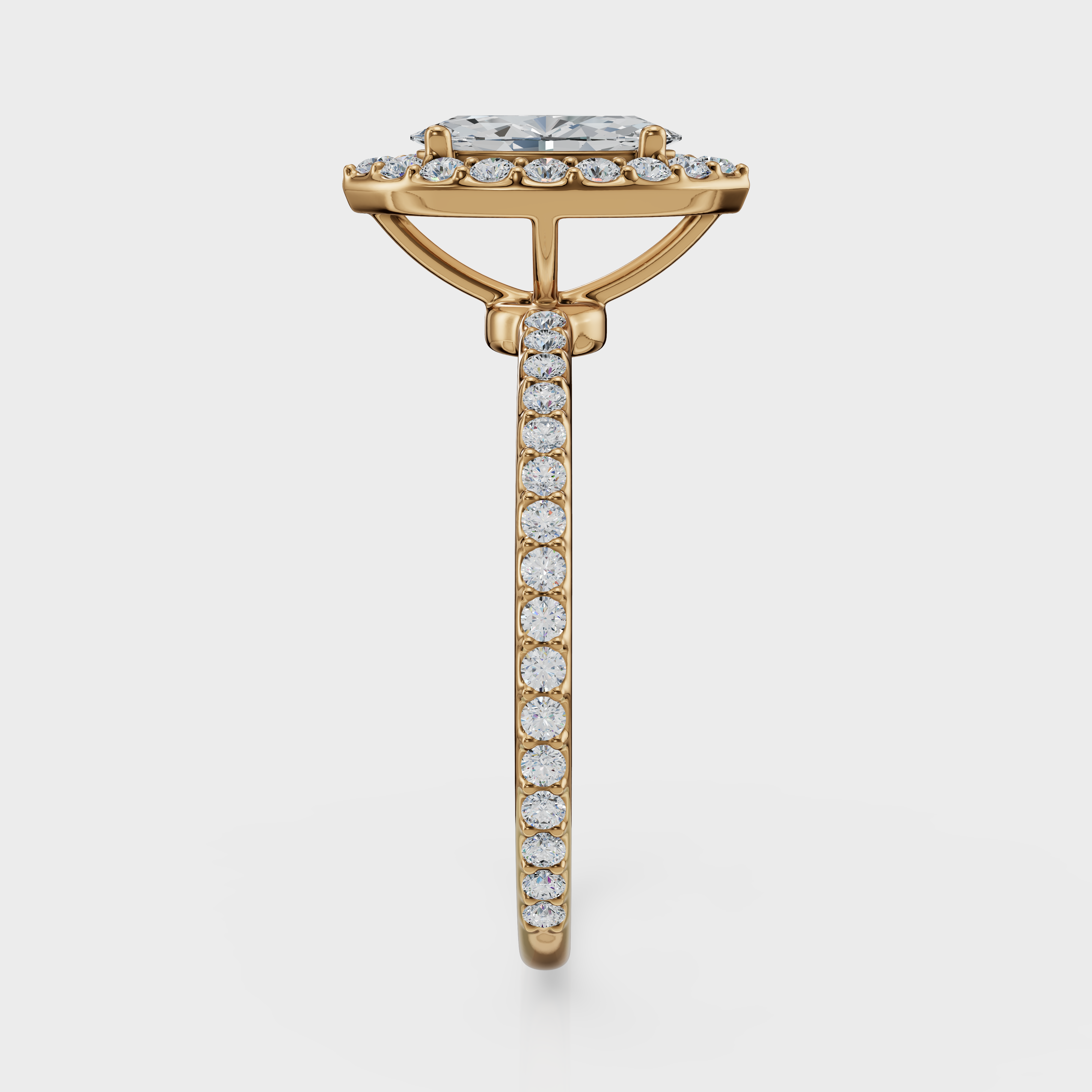 Marquise Cut Halo with Pavé Band Ring – Diamonds