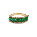 Marquise Emerald & Round Diamond Band