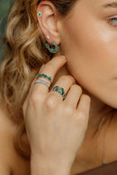 Mixed-Cut Hoop Earrings –  Emeralds