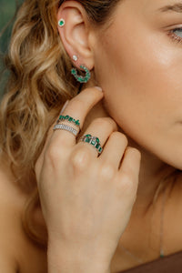 Mixed-Cut Hoop Earrings –  Emeralds