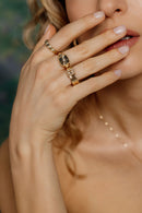 Sparkling Chunky Band - Yellow Gold & Diamonds