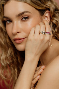 Flat Circular Ring – Ruby & Diamonds