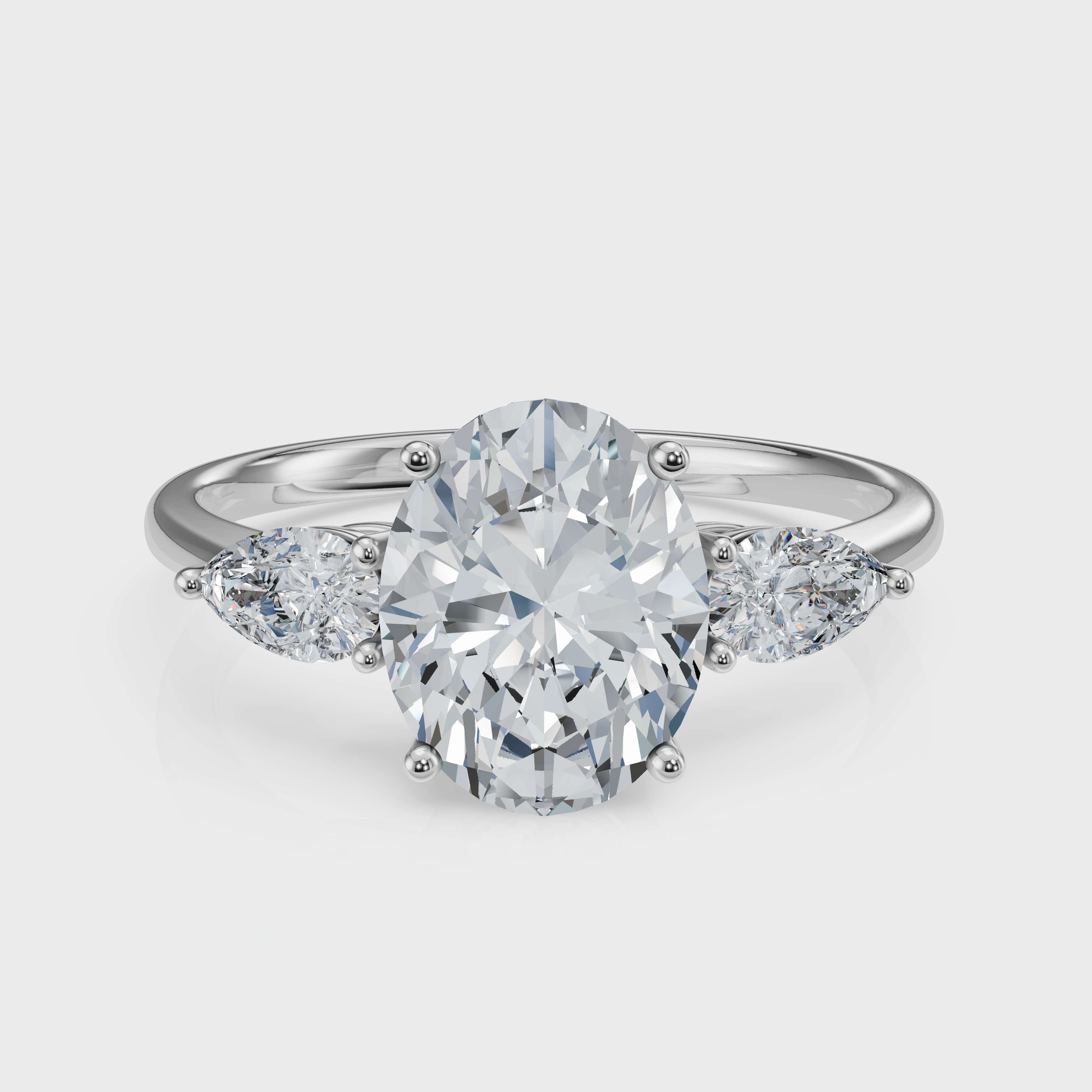 Oval Cut with Pear Side Stones Ring – Diamonds