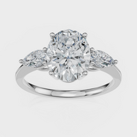 Oval Cut with Pear Side Stones Ring – Diamonds