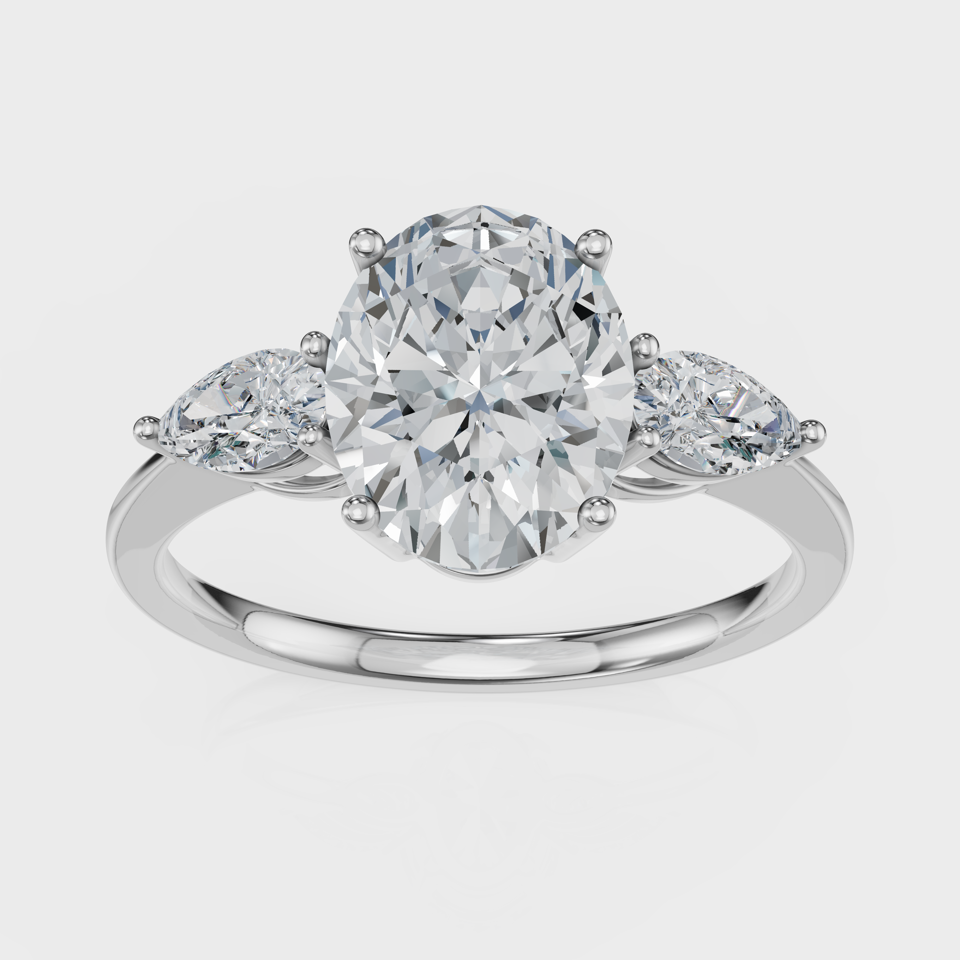 Oval Cut with Pear Side Stones Ring – Diamonds