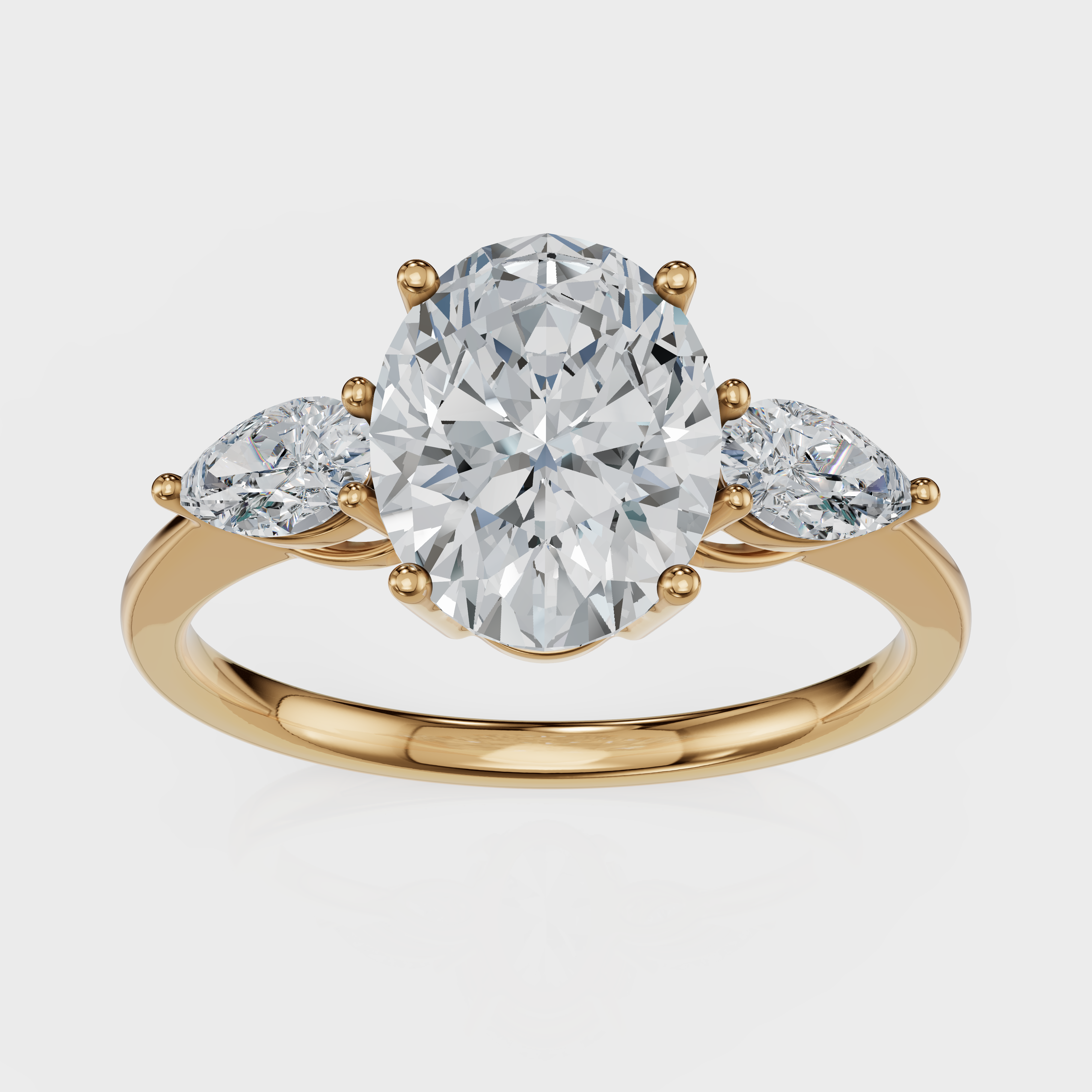Oval Cut with Pear Side Stones Ring – Diamonds