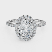 Oval Cut Halo with Pavé Band Ring – Diamonds