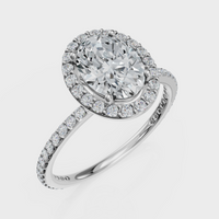 Oval Cut Halo with Pavé Band Ring – Diamonds