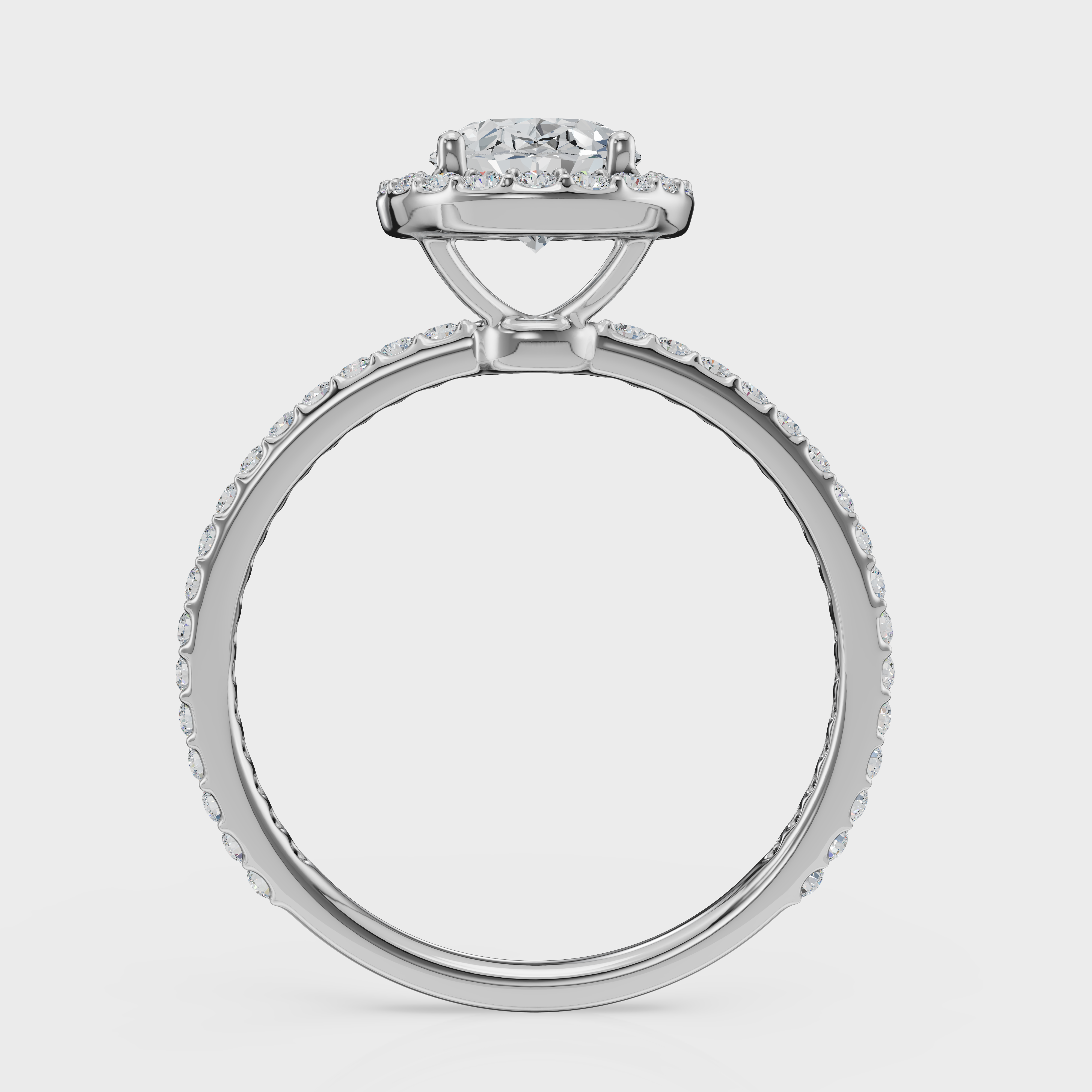 Oval Cut Halo with Pavé Band Ring – Diamonds