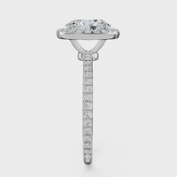 Oval Cut Halo with Pavé Band Ring – Diamonds