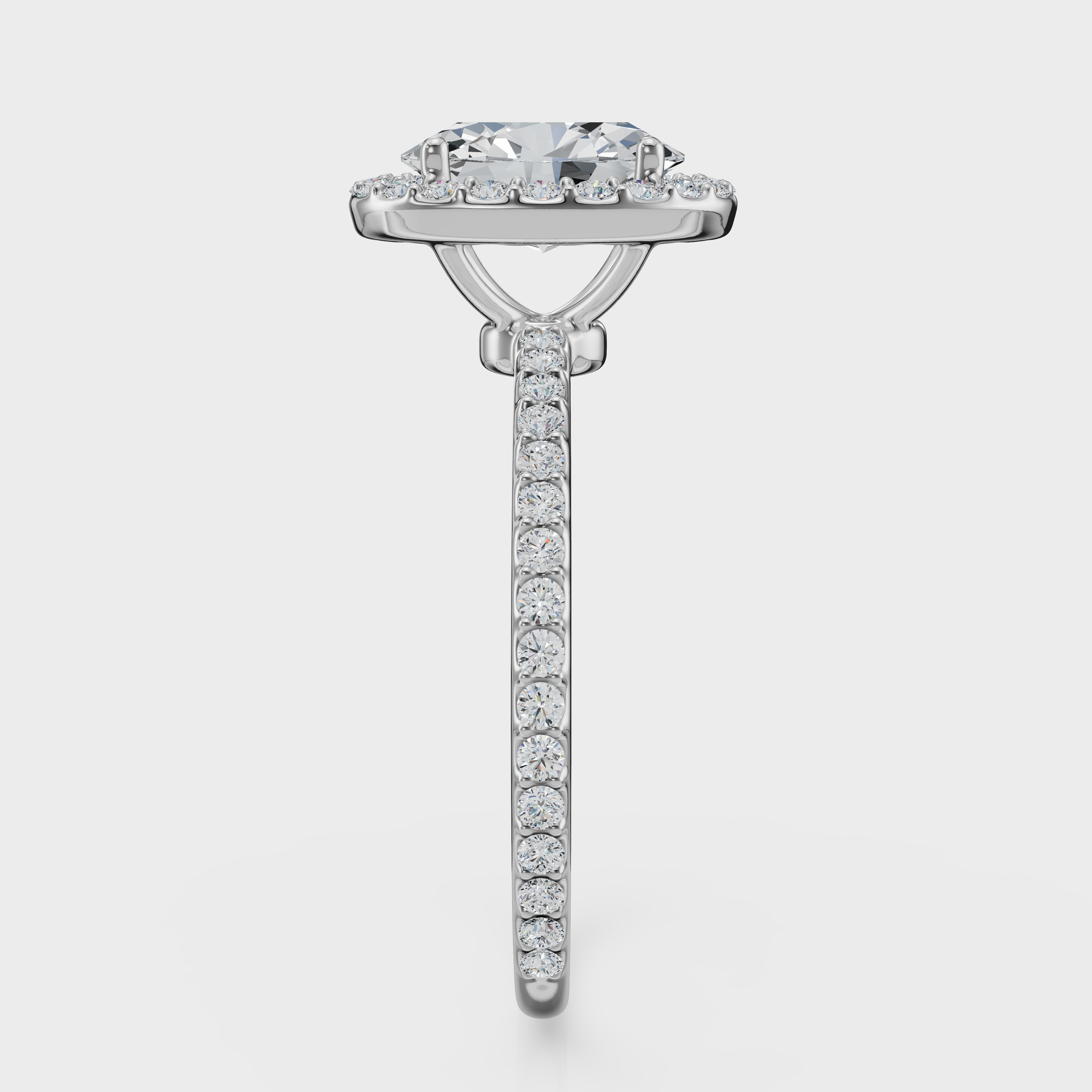 Oval Cut Halo with Pavé Band Ring – Diamonds