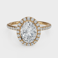 Oval Cut Halo with Pavé Band Ring – Diamonds