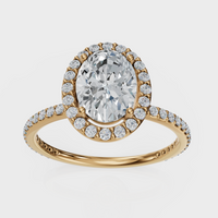 Oval Cut Halo with Pavé Band Ring – Diamonds
