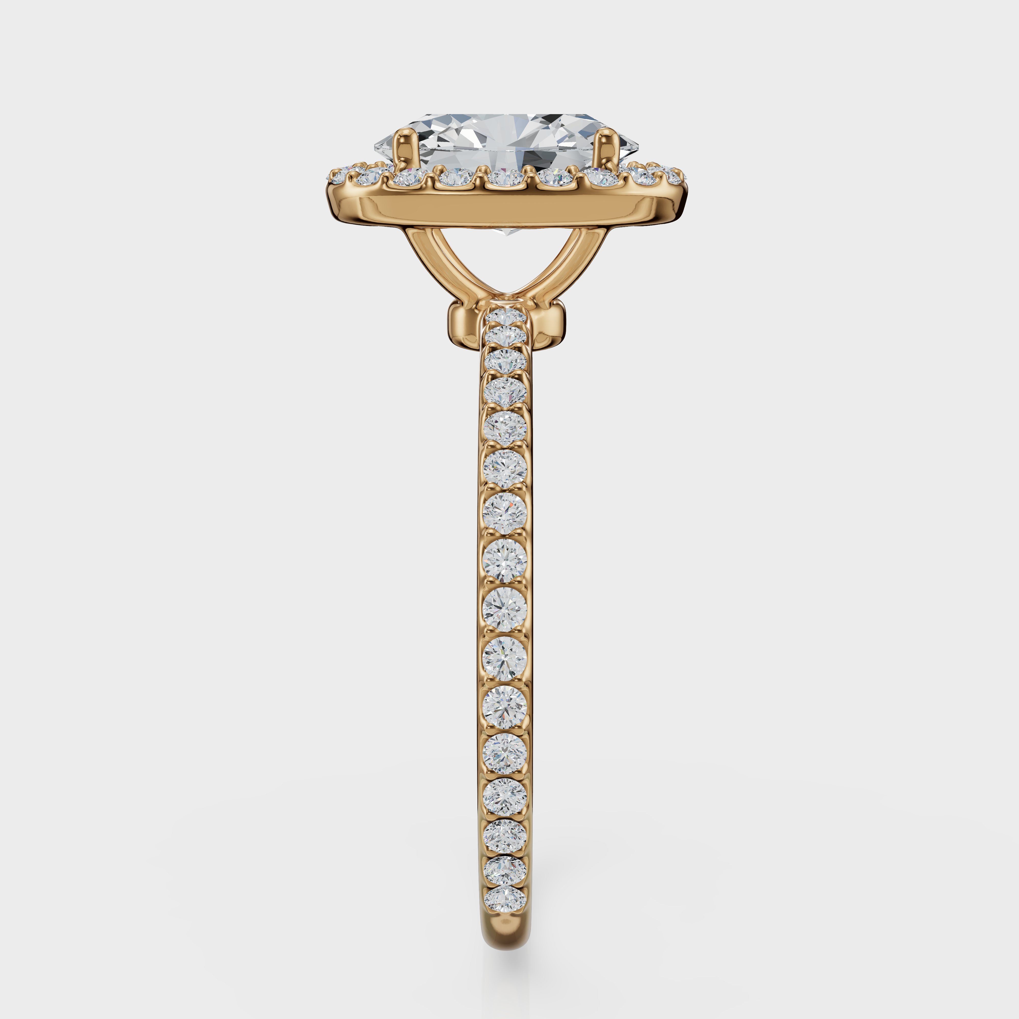 Oval Cut Halo with Pavé Band Ring – Diamonds