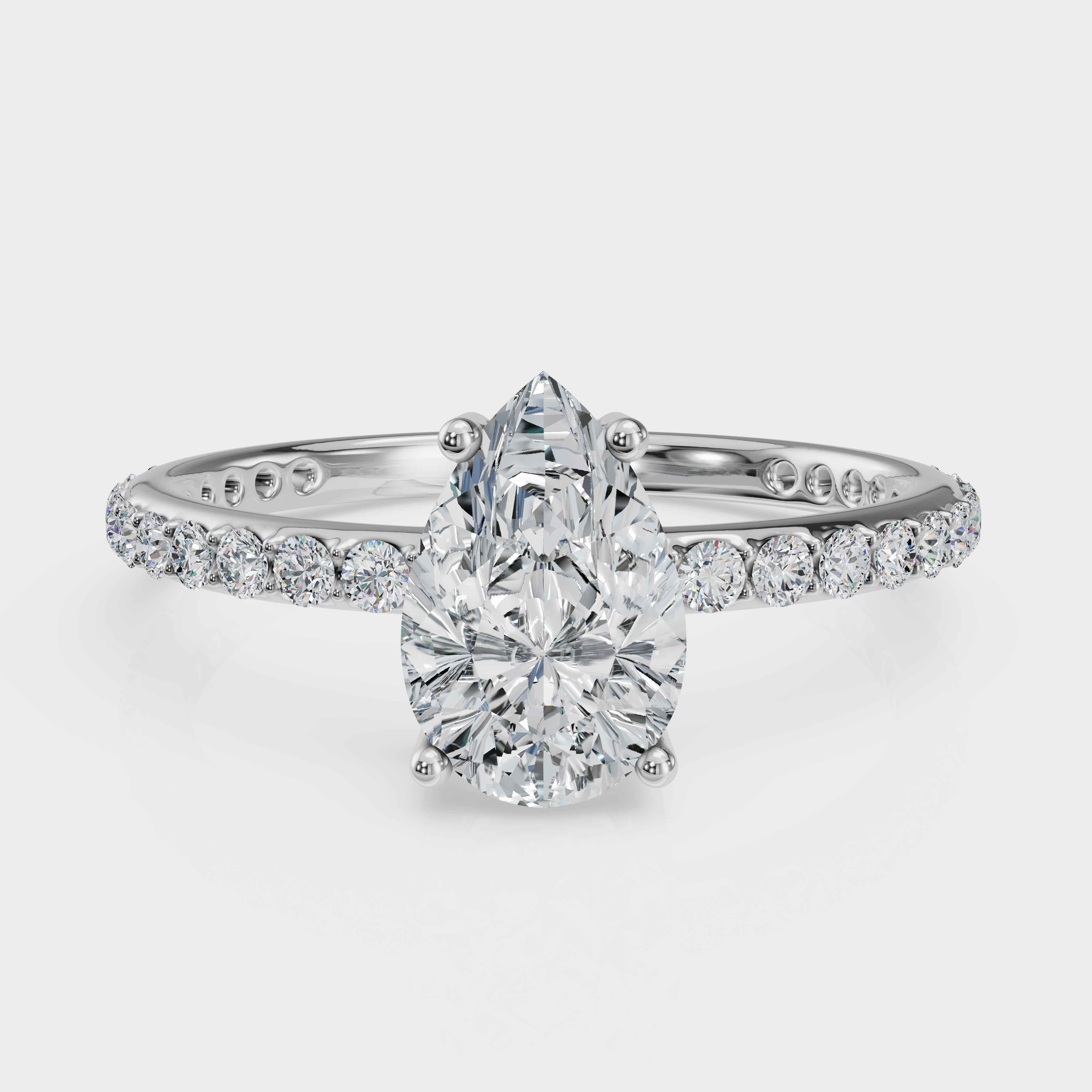 Pear Cut with Pavé Band Ring– Diamonds