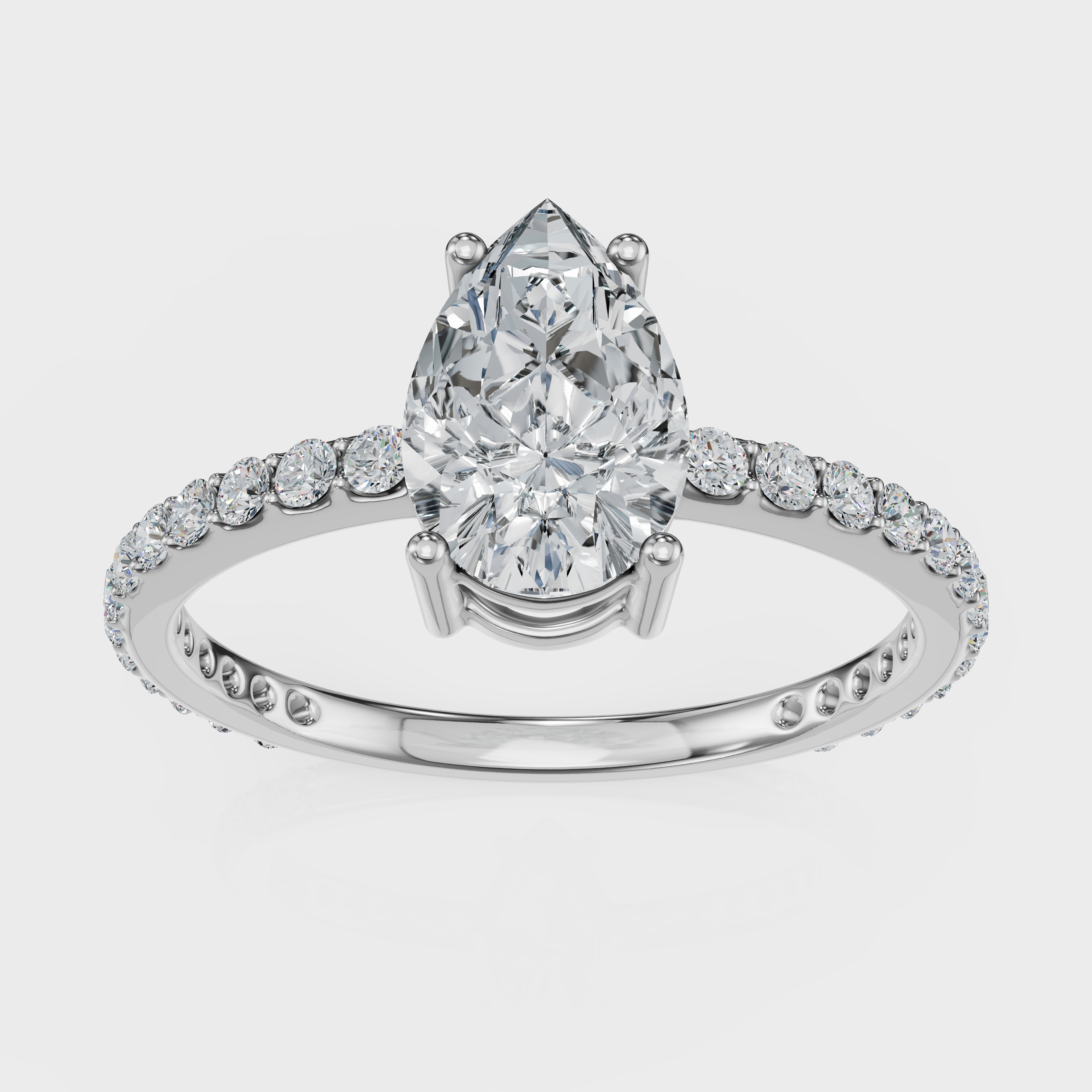 Pear Cut with Pavé Band Ring– Diamonds