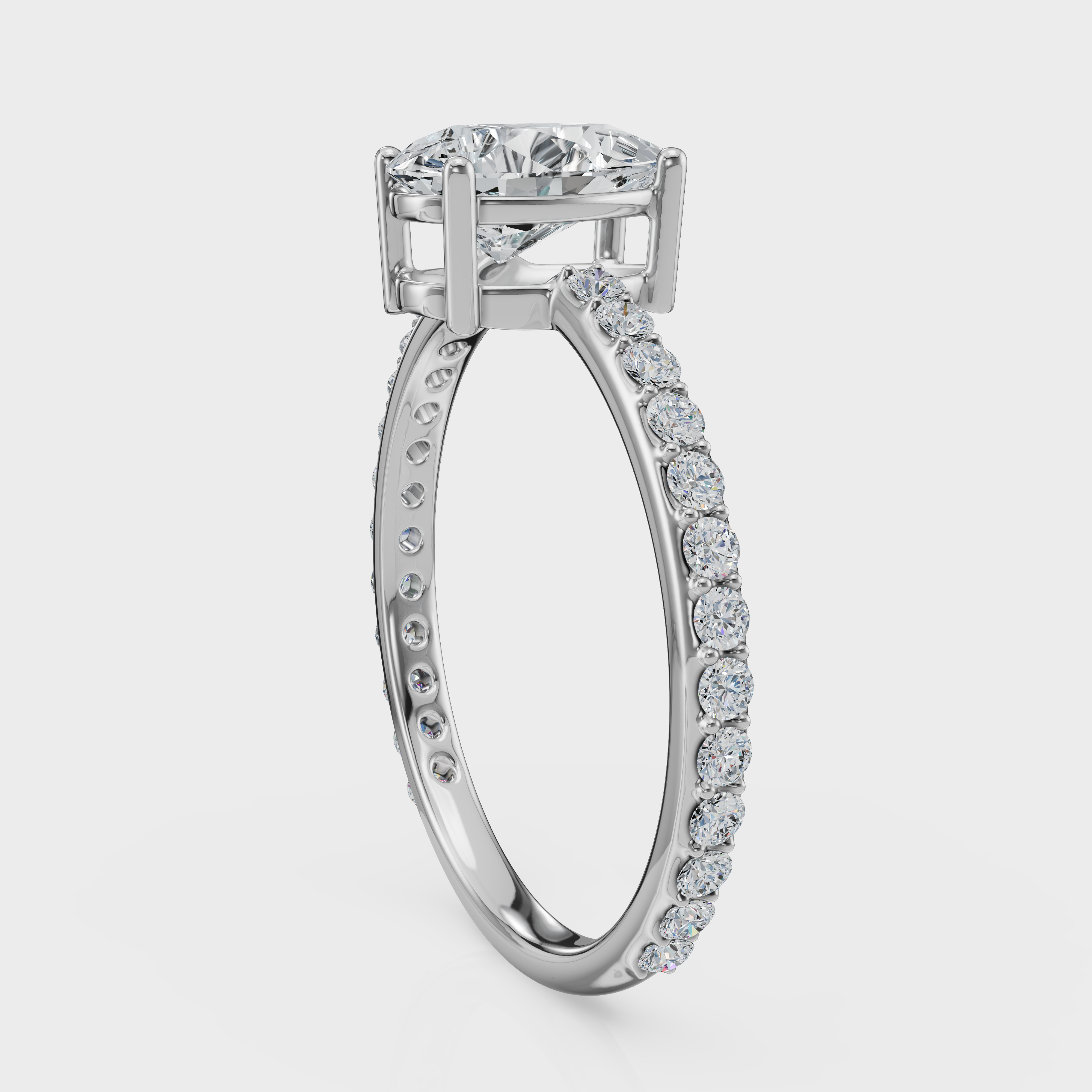 Pear Cut with Pavé Band Ring– Diamonds