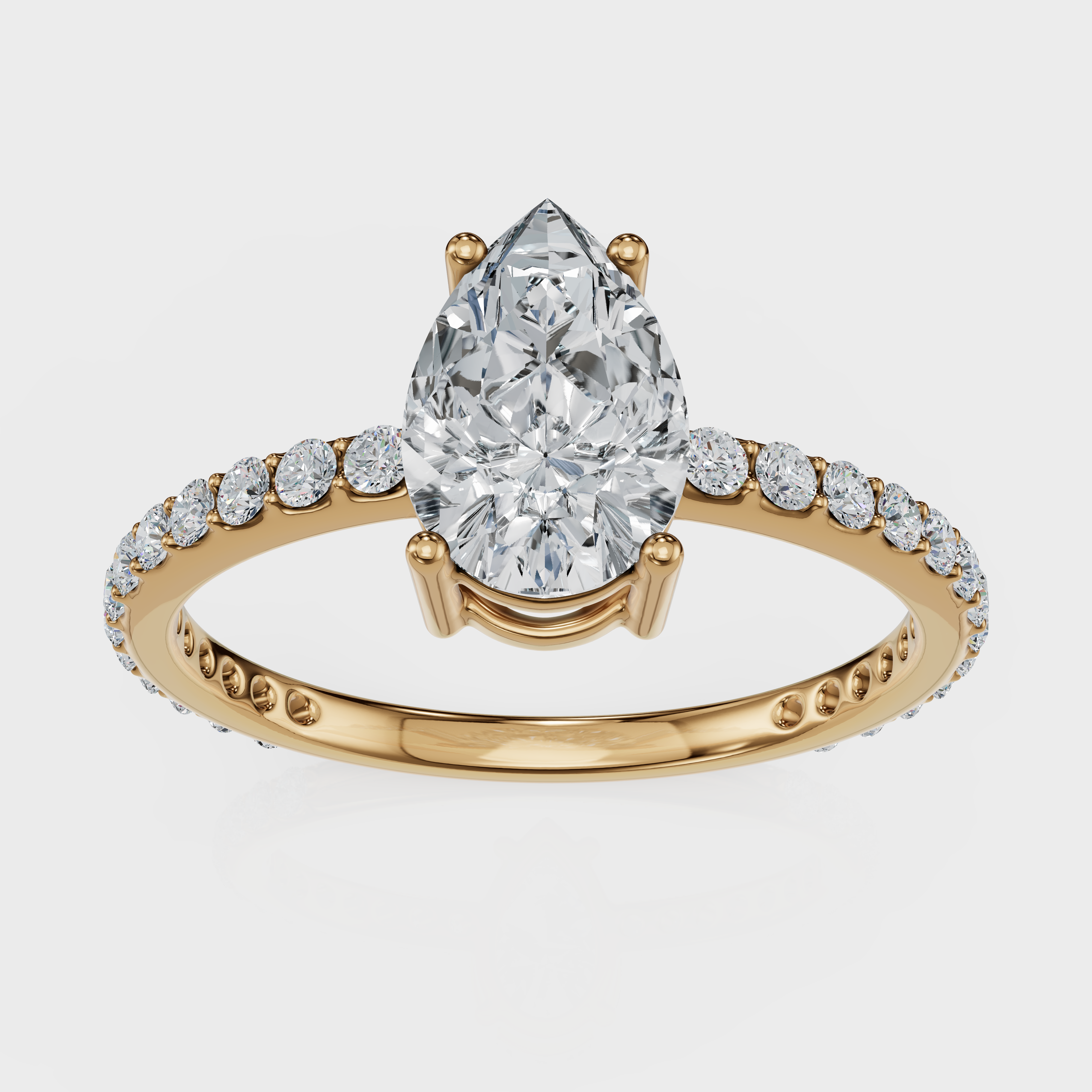 Pear Cut with Pavé Band Ring– Diamonds