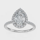 Pear Cut Halo with Pavé Band Ring– Diamonds