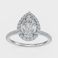 Pear Cut Halo with Pavé Band Ring– Diamonds