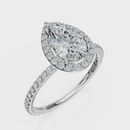 Pear Cut Halo with Pavé Band Ring– Diamonds