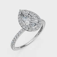 Pear Cut Halo with Pavé Band Ring– Diamonds